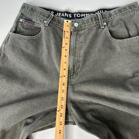 Vintage Tommy Hilfiger Baggy Carpenter Jeans Pants 38 x 32 Green Wide Leg 90s - Picture 10 of 14